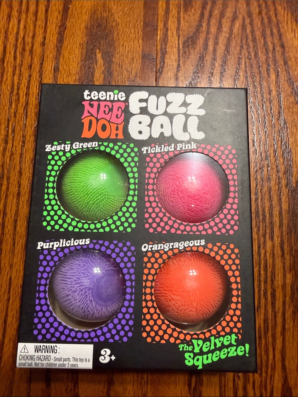 Teenie Nee Doh Fuzz Ball 4-Pack - Green, Pink, Purple, Orange